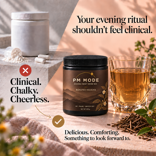 PM Mode Roasted Hojicha Magnesium + L-Theanine Drink Mix